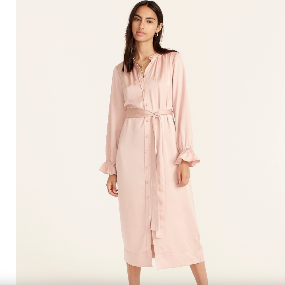 NWT J. Crew Drapey shirtdress in satin-back crepe
